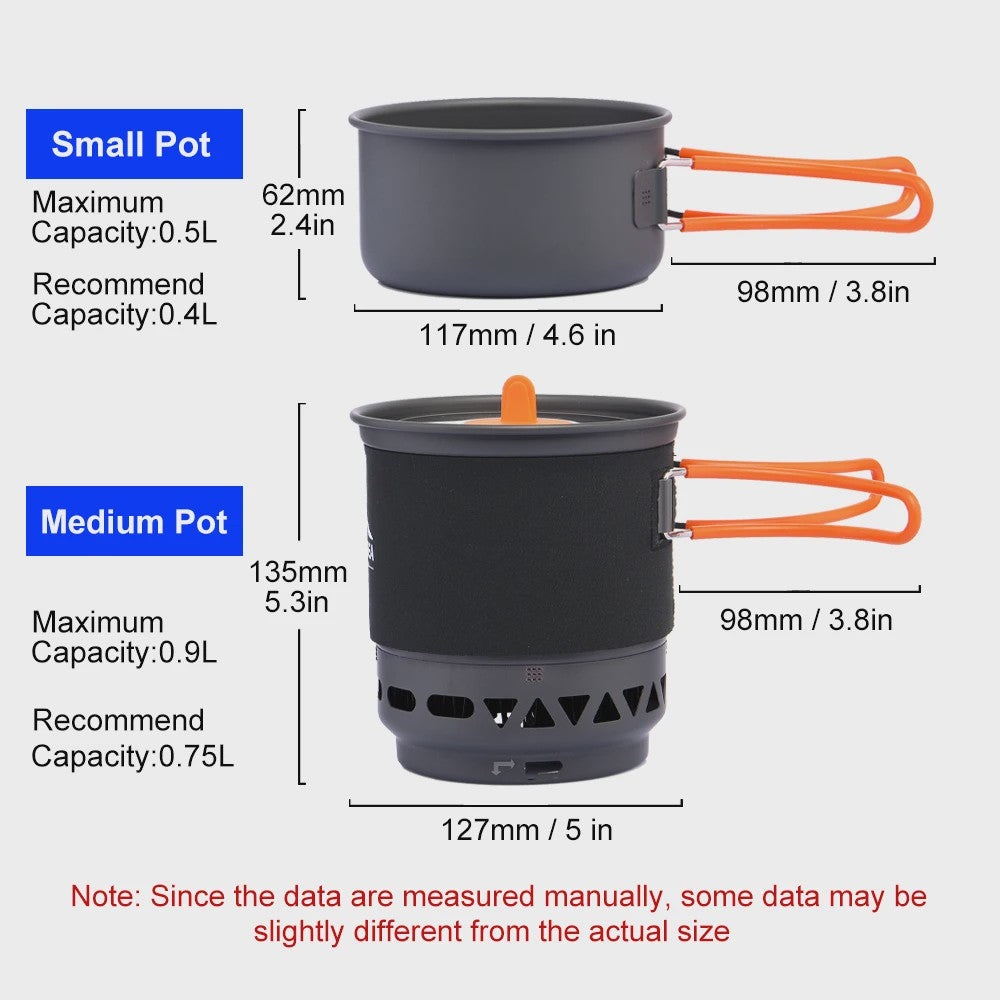 Widesea Complete Kampeer Kookset met Gasbrander en Warmtewisselaar - 1.5L