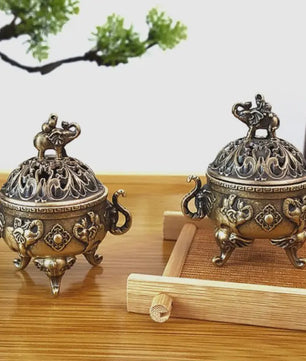 Bronzen Olifant Lotus Wierookbrander - Sfeervolle Decoratie voor Meditatie & Huis