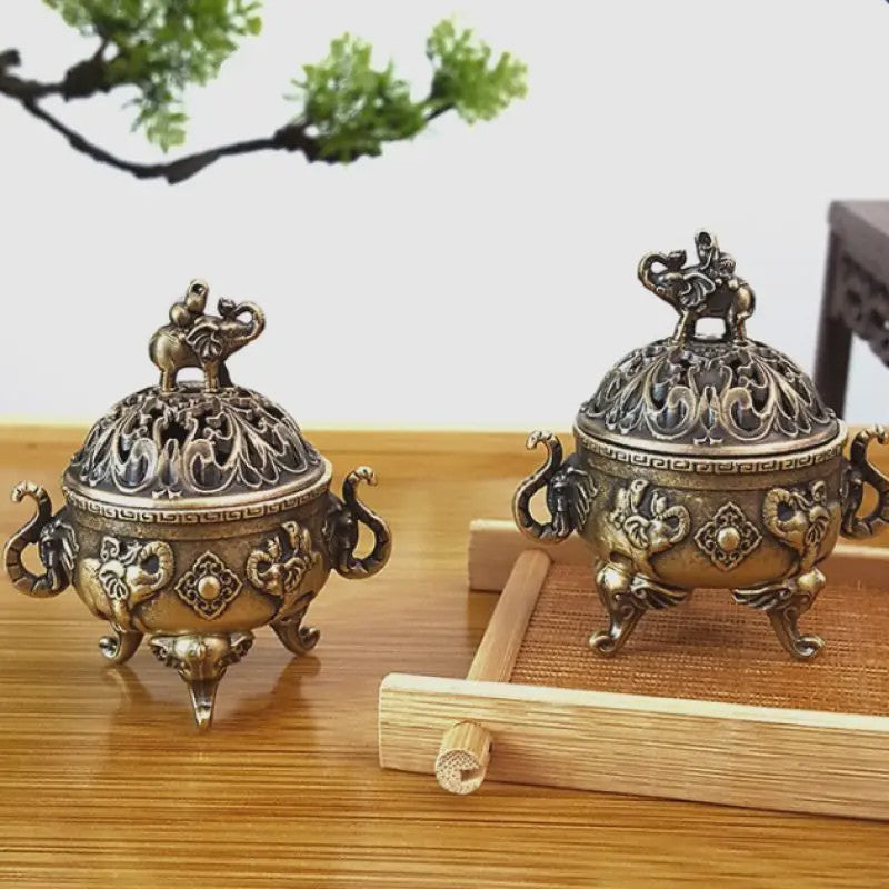 Bronzen Olifant Lotus Wierookbrander - Sfeervolle Decoratie voor Meditatie & Huis
