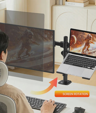 Ergonomische Monitor & Laptop Bureau Mount - Dubbele Arm met 360° Rotatie