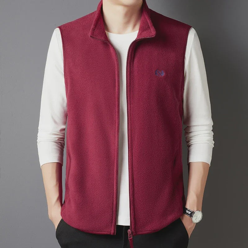 Herfst/Winter Fleece Vest Heren - Casual & Modieus met Geborduurd Detail