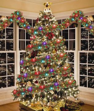 Kerst Slinger met LED Verlichting - Glanzend Metallic Decoratie voor Kerstboom & Huis