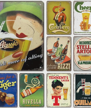 Retro Metal Bier Merk Poster - Decoratie voor Man Cave, Bar & Club