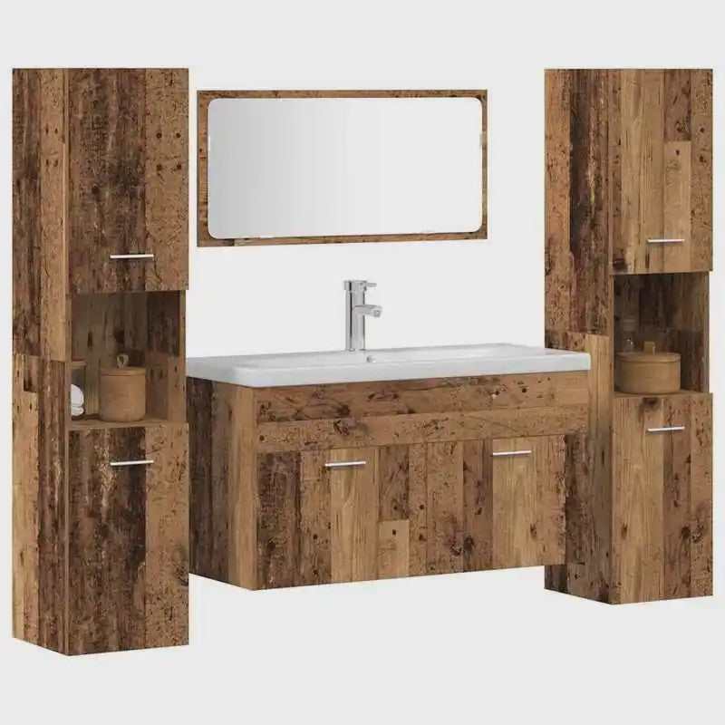 Complete Hout-look Badkamermeubelset voor Moderne Badkamers