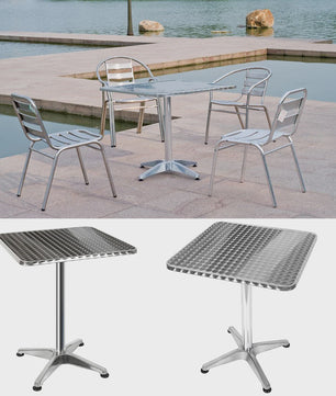 Aluminium Bistrotafel 60x60cm - In Hoogte Verstelbaar (70-110cm) - Buiten Gebruik