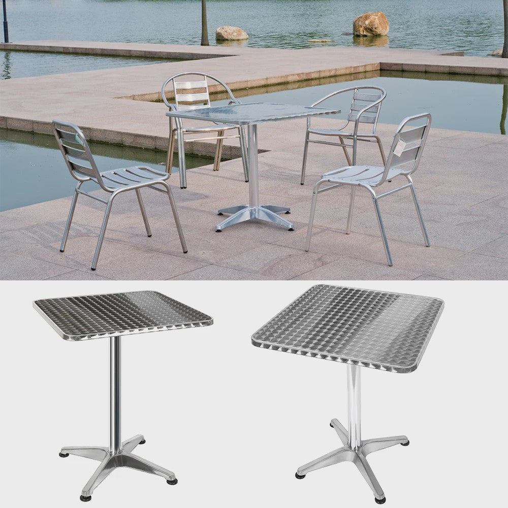 Aluminium Bistrotafel 60x60cm - In Hoogte Verstelbaar (70-110cm) - Buiten Gebruik