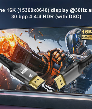 16K DisplayPort 2.1 Kabel - 8K@120Hz, 4K@240Hz, 80Gbps, HDR - Voor Gaming, Laptop, TV