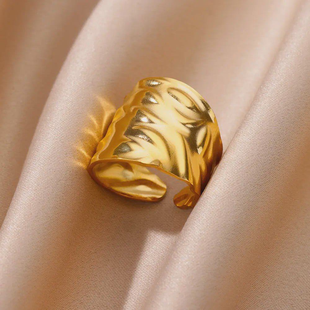 Gouden Ringen Dames - Roestvrij Staal Chunky Open Ringen Vintage Geometrisch Design