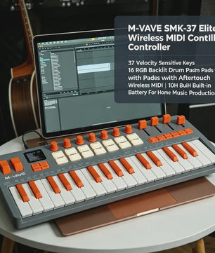 M-VAVE SMK-37 MIDI Keyboard Controller: 37 Velocity Keys, 16 RGB Pads, Bluetooth