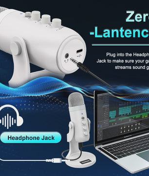 Professionele Witte USB Condensator Microfoon voor Studio, Gaming, Streaming & Podcasts