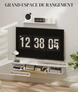 Zwevend TV Meubel met Wandplank en Open Vakken - Modern Design