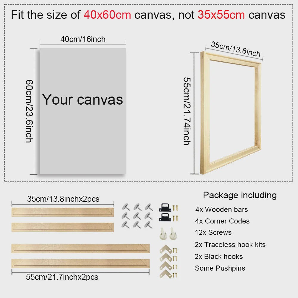 Houten Canvas Frame 35x55cm & 40x60cm - Perfect voor Schilderen & Posters
