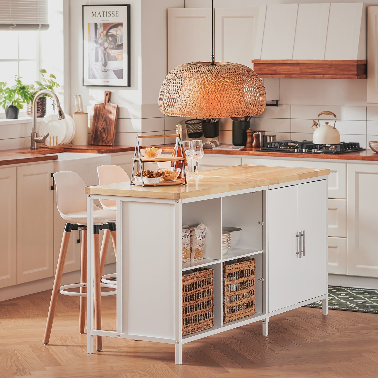 SoBuy Keuken Eiland met Opbergruimte, Buffetkast en Bartafel - 170cm Breed
