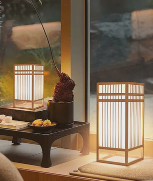 Japanse Bamboe Boeklamp - Minimalistische Sfeerverlichting voor Bureau en Nachtkastje