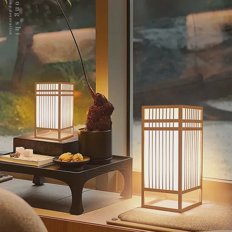 Japanse Bamboe Boeklamp - Minimalistische Sfeerverlichting voor Bureau en Nachtkastje