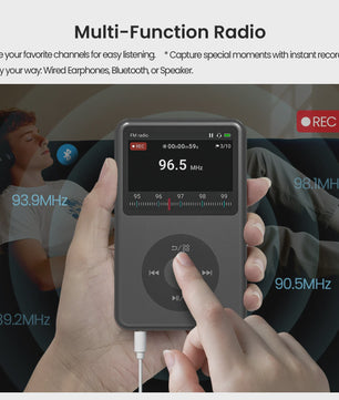 64GB MP3 Speler met Bluetooth, HiFi Audio, Radio & Video - Draagbare Muziekspeler