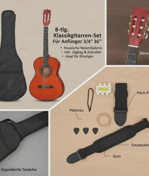 8-delige Klassieke Gitaar Set voor Beginners - 3/4 Maat (36 Inch)