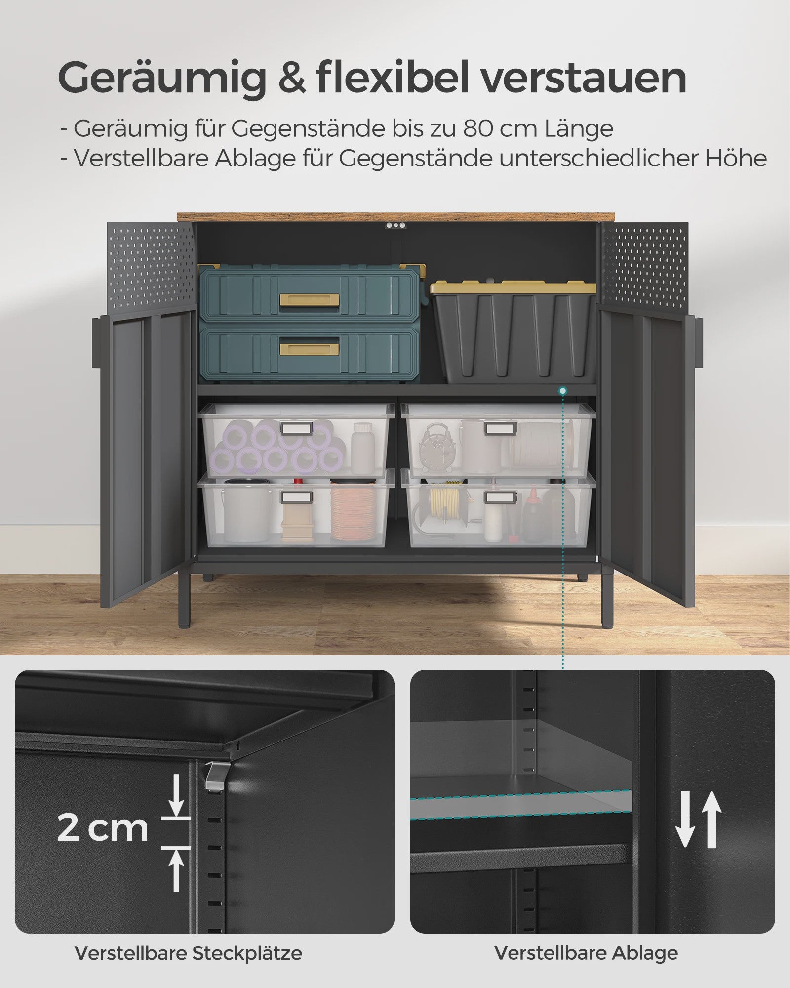 Industriële Sideboard met Dubbele Deuren en Verstelbare Plank - Stijlvol Keukenkast