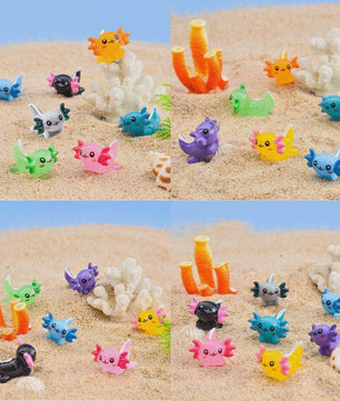 Set van 10-30 Mini Axolotl Beeldjes - Schattige Hars Figuurtjes voor Tuin, Aquarium & Decoratie