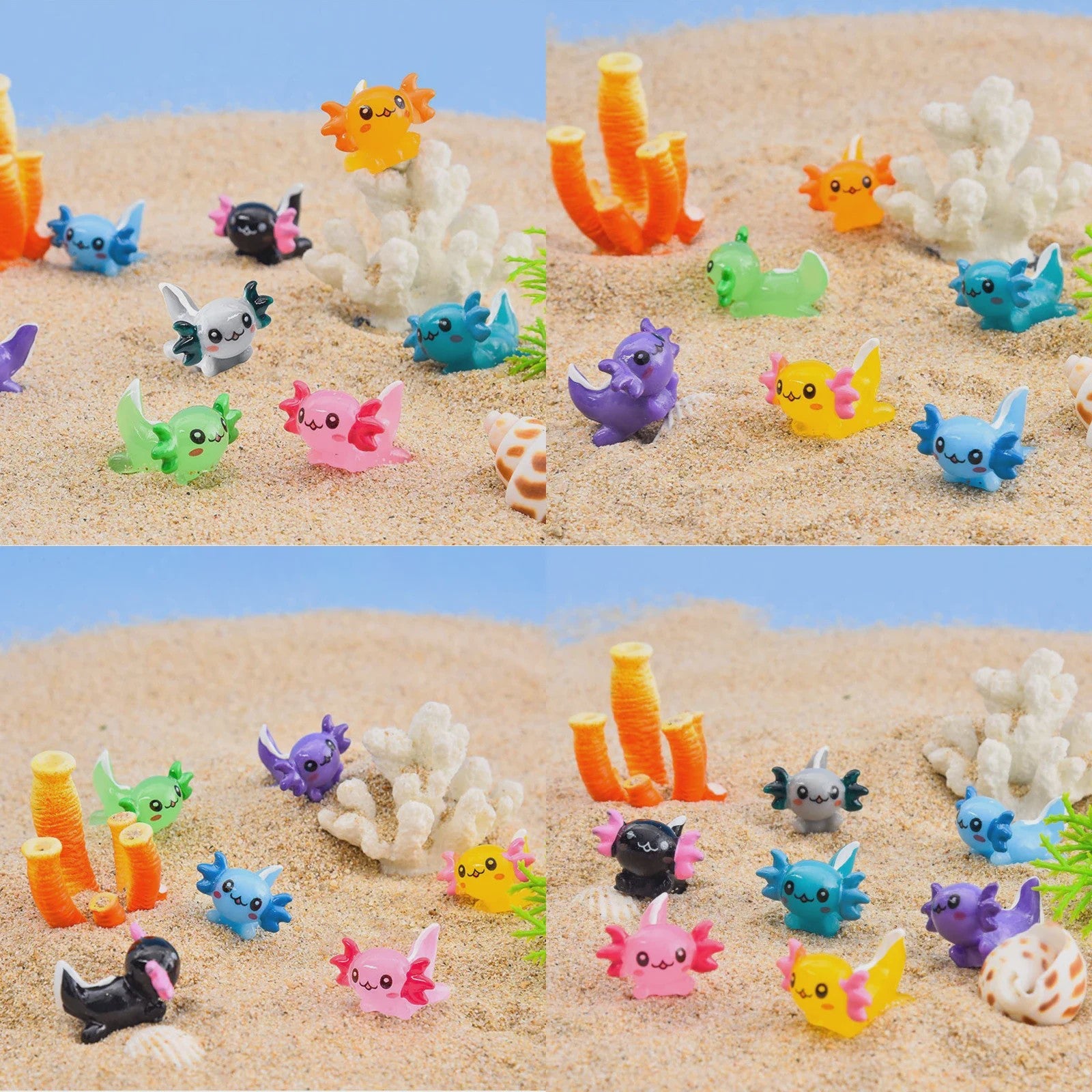Set van 10-30 Mini Axolotl Beeldjes - Schattige Hars Figuurtjes voor Tuin, Aquarium & Decoratie