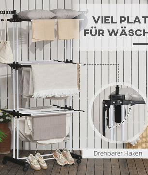 Ruimtebesparend 4-laags Kledingdroogrek met Wielen - Uitschuifbaar & Praktisch