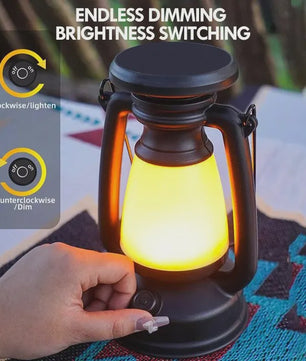 Retro Camping Lantaarn met Sfeerverlichting - Oplaadbaar & Dimbaar