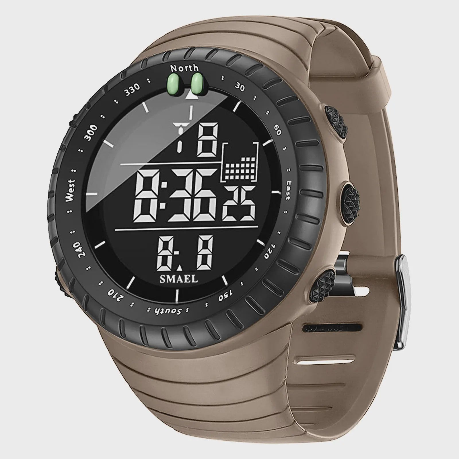 SMAEL Heren Sport Horloge - Waterdicht 50M, Digitaal LED met Alarm & Grote Wijzerplaat