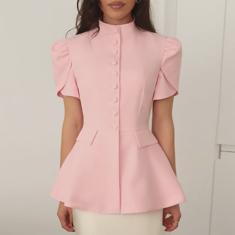 Stijlvolle Dames Blazer Jasje met Opstaande Kraag en Knoopsluiting - Herfst 2025 Mode