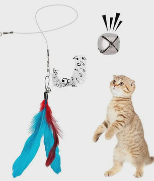 11-delige Katten Speelgoed Set met Veren en Intrekbare Hengel - Interactief Plezier voor Jouw Kat