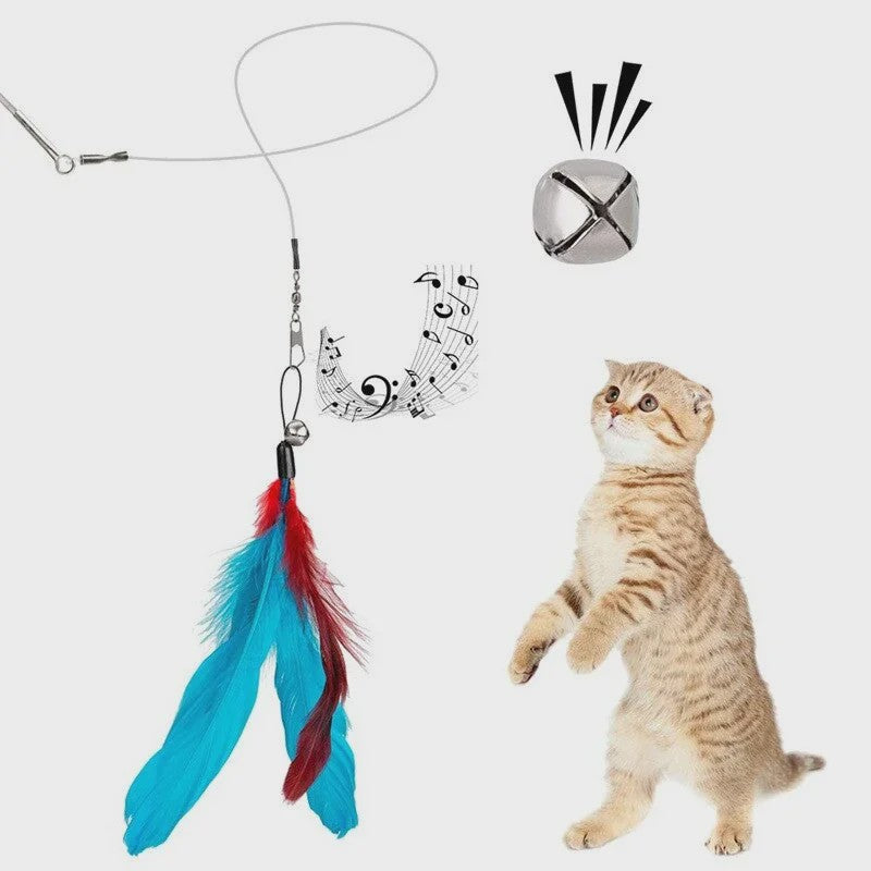 11-delige Katten Speelgoed Set met Veren en Intrekbare Hengel - Interactief Plezier voor Jouw Kat