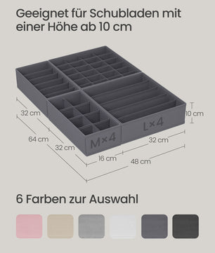 Set van 8 Opvouwbare Lade-Organizers voor Ondergoed, Sokken en Accessoires