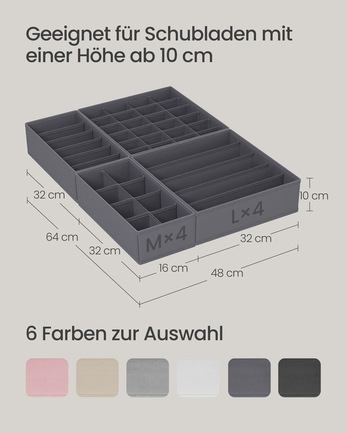 Set van 8 Opvouwbare Lade-Organizers voor Ondergoed, Sokken en Accessoires