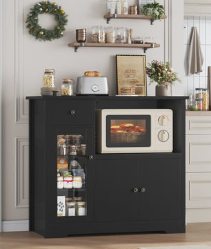 Keukenbuffet met Werkblad en Magnetronplank - 1 Lade, 3 Deuren