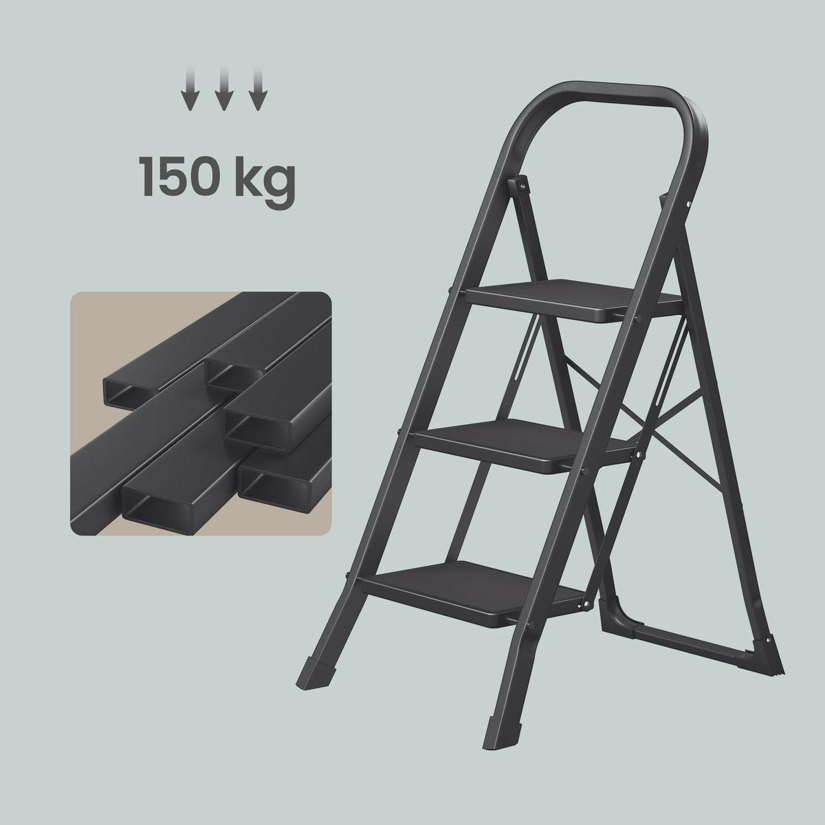 3-Traps Opvouwbare Trap met Veiligheidsvergrendeling | Max 150kg Draagvermogen