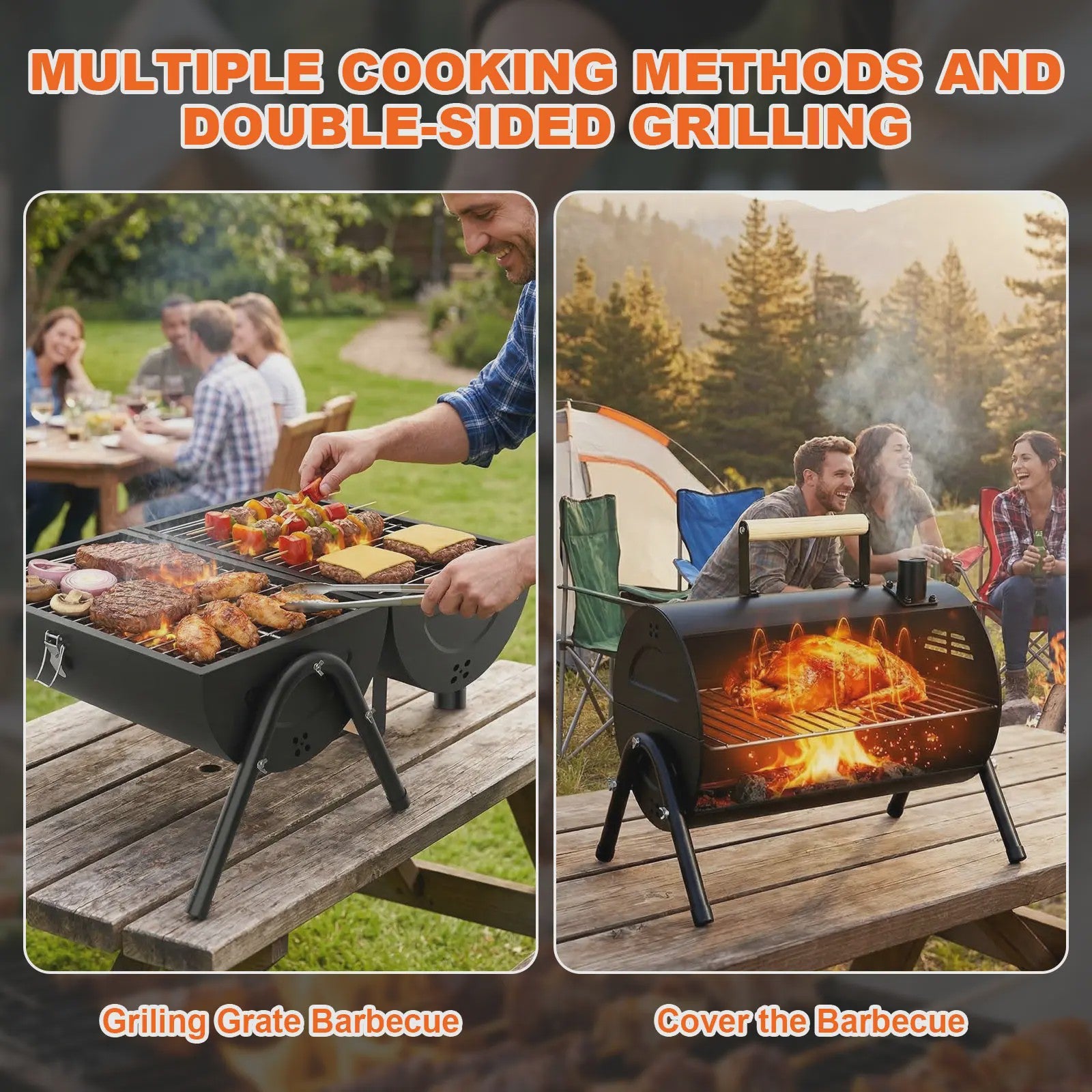 Draagbare Houtskool BBQ Grill - Compacte Barbecue voor Camping & Outdoor