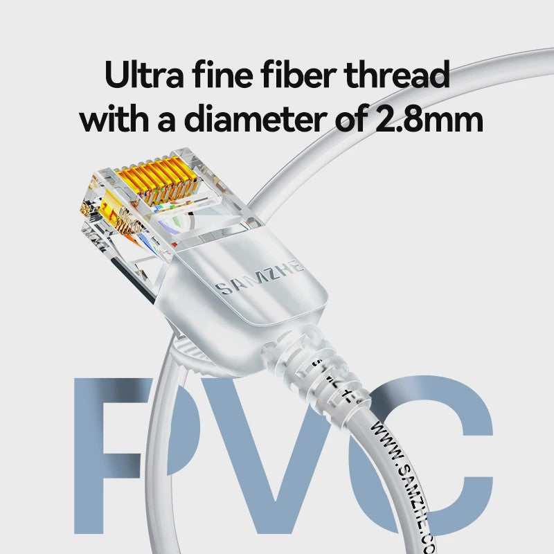 SAMZHE Slim Cat6A Netwerkkabel - 10Gbps Hoge Snelheid, 31AWG Zuiver Koper
