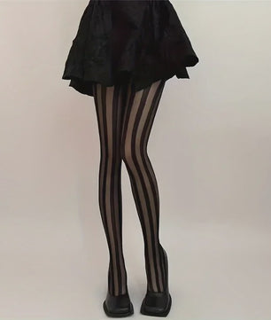 Dames Vintage Panty met Brede Verticale Strepen - Sexy, Doorzichtig en Retro Stijl