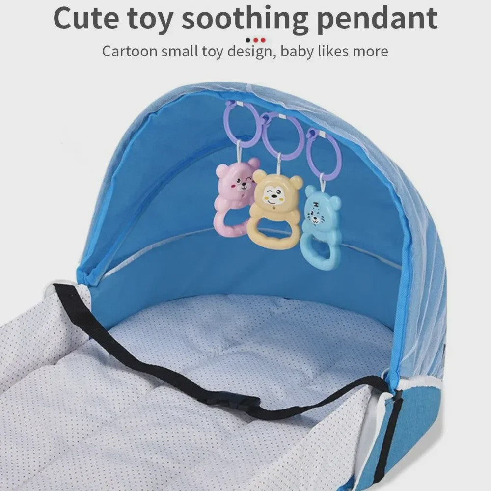Draagbaar Babybedje met Klamboe en Comfortabel Matras - Anti-druk & Opvouwbaar