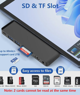 7-in-1 USB-C Docking Station voor Surface Pro 9/10/11/X met 4K HDMI, 100W PD & SD/TF Kaartlezer