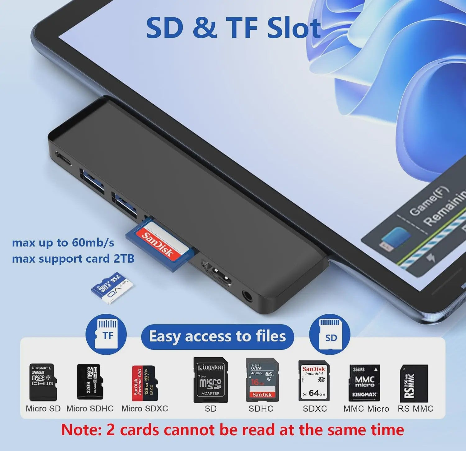 7-in-1 USB-C Docking Station voor Surface Pro 9/10/11/X met 4K HDMI, 100W PD & SD/TF Kaartlezer