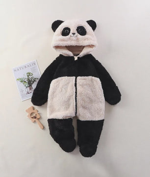 Zachte Baby Romper Jumpsuit met Dierenprint - Warm & Knus voor Herfst/Winter