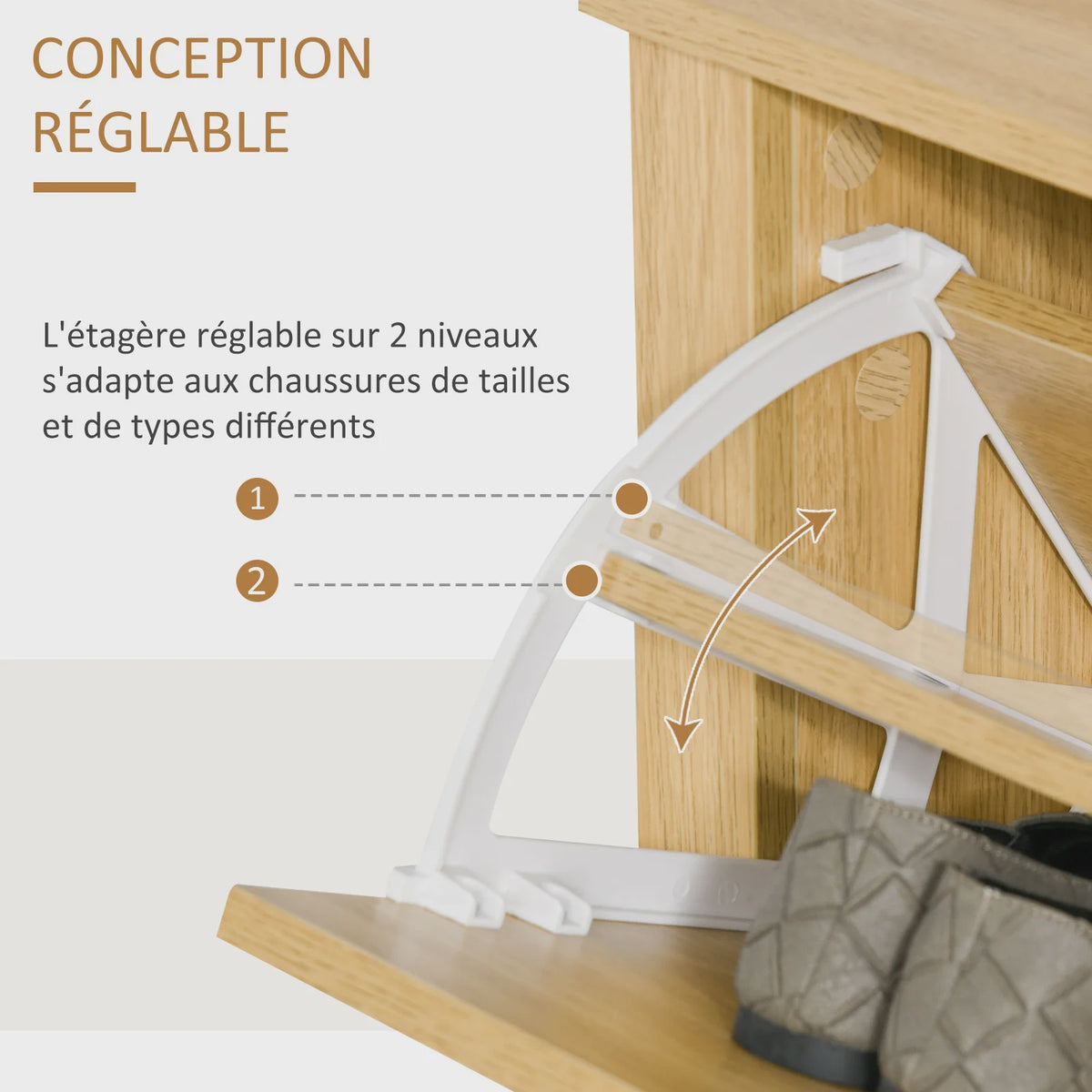 Homcom Schoenmeubel met 2 Klepkasten - Entree & Hal
