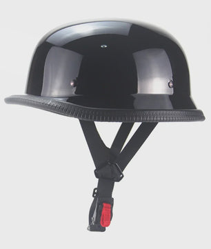 Vintage Motorhelm Half Shell Duits Stijl - DOT Goedgekeurd - Mat Zwart & Glans Zwart