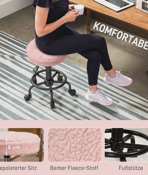 Comfortabele, In Hoogte Verstelbare Draaibare Werkstoel op Wielen (55-66 cm)