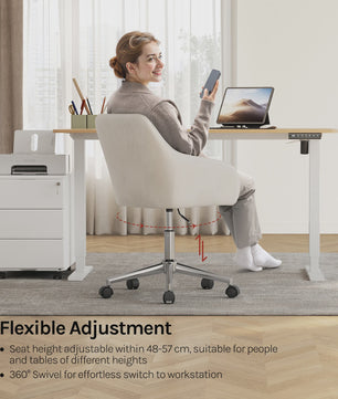 Velours bureaustoel met hoge rugleuning, draaibaar en in hoogte verstelbaar - Comfortabel en Ergonomisch