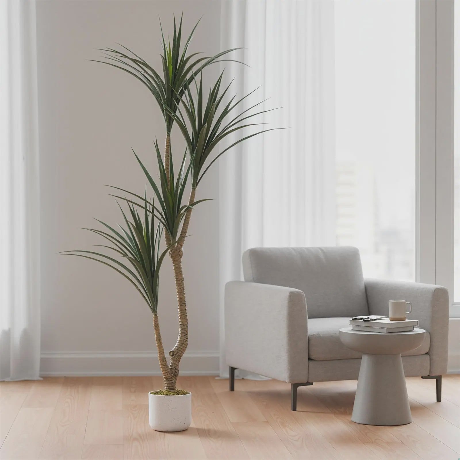Realistische Kunst Dracaena Marginata Boom - 165cm Hoge Kunstplant in Pot voor Binnen Decoratie