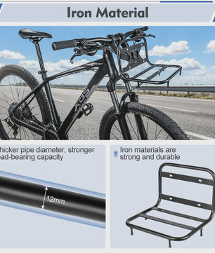 NEWBOLER Fiets Voordrager Bagagerek - Robuust IJzeren MTB Fiets Accessoire met 15kg Draagvermogen