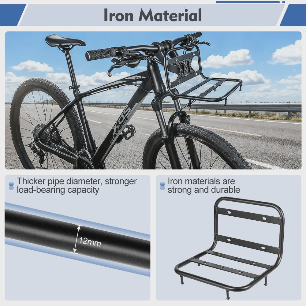 NEWBOLER Fiets Voordrager Bagagerek - Robuust IJzeren MTB Fiets Accessoire met 15kg Draagvermogen