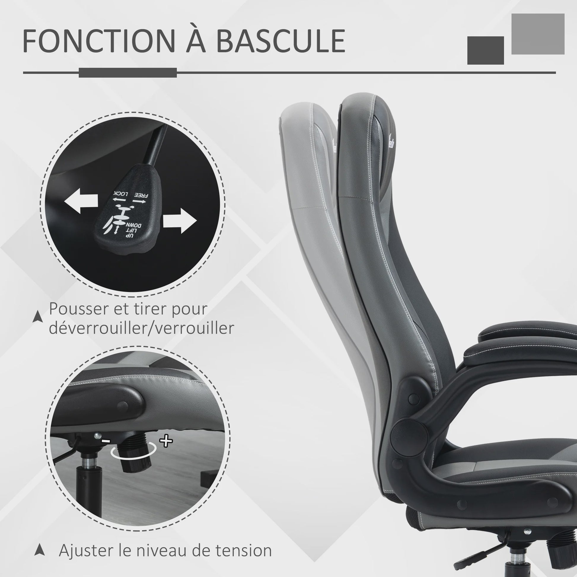Ergonomische Gaming Stoel met Draaibare Metalen Voet en Verstelbare Hoogte