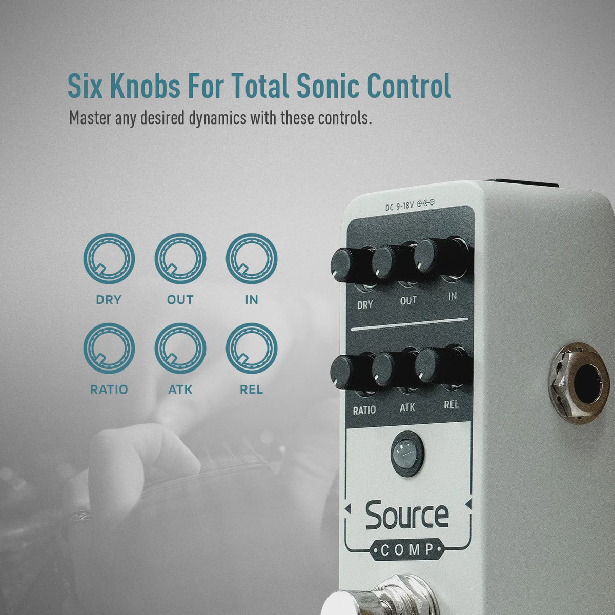 SONICAKE Source Compressor 1176 - Analoge Gitaar Effectpedaal met Studio Kwaliteit en Buffered Bypass